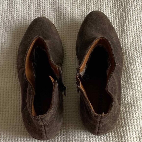 Lucky Brand Distressed Western Ankle Boot Brown Suede Womens 6 Chunky Heel - Picture 10 of 14